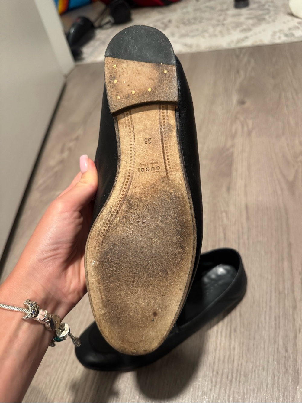 Gucci Black Leather Slip-On Loafers with Gold Bit Hardware - Picture 5 of 5